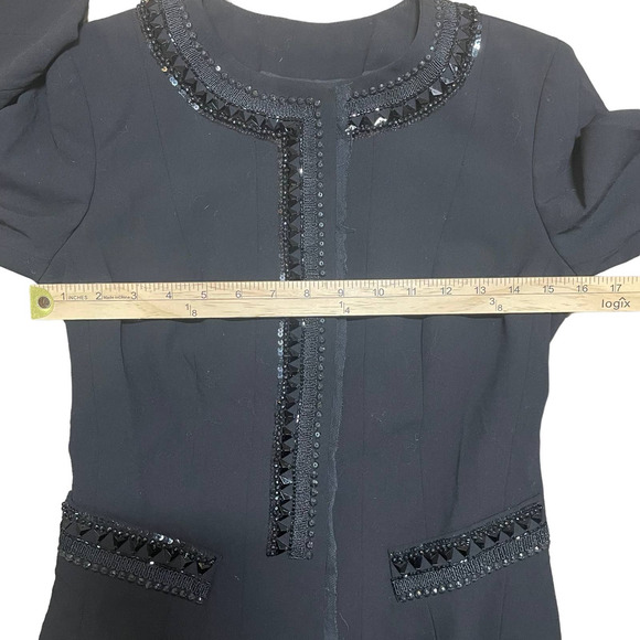 DKNY Embellished Black Lace Trim Wool Blend Blazer Jacket Women's Size 2 Event - Picture 16 of 16